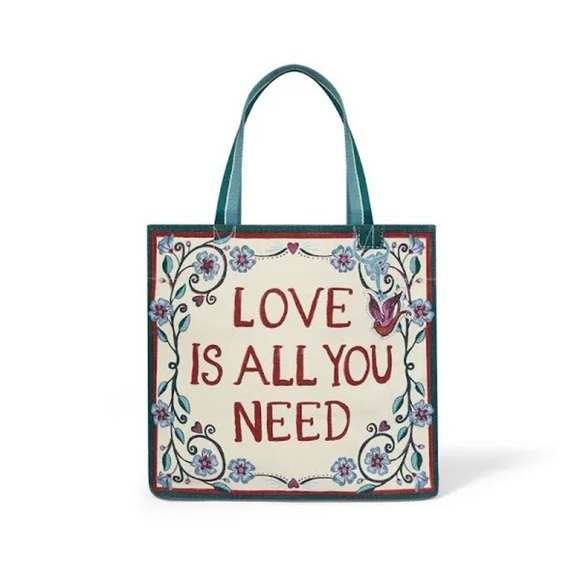 NWT Brighton Bella Tile Love Is All You Need Canvas Tote Bag Sealed - Picture 4 of 10